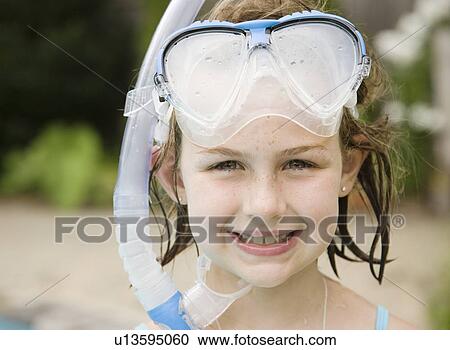 Portrait of girl in snorkeling gear View Large Photo Image Stock Image - Portrait of girl in snorkeling gear. Fotosearch