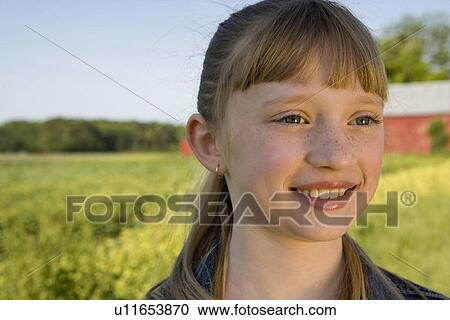 Portrait of girl on farm View Large Photo Image Stock Image - Portrait of girl on farm. Fotosearch
