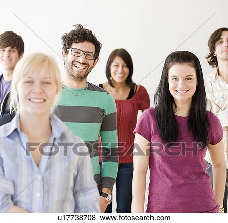 Stock Photo - Portrait of group of friends. Fotosearch