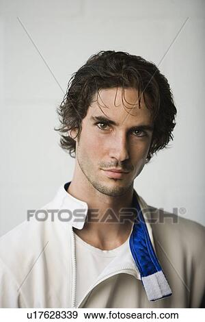 Stock Photo - Portrait of man in fencing uniform. Fotosearch