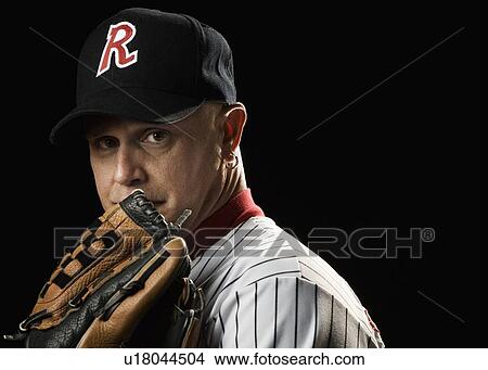Portrait of pitcher with baseball glove View Large Photo Image Picture - Portrait of pitcher with baseball glove. Fotosearch