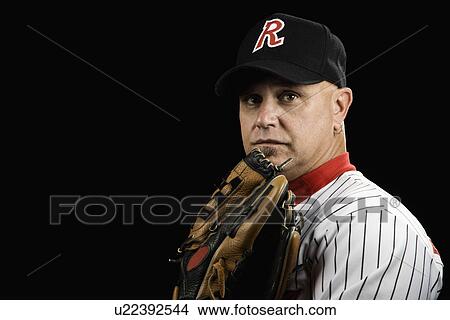 Picture - Portrait of pitcher with baseball glove. Fotosearch