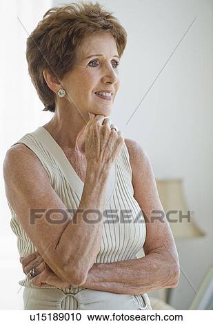 Stock Image - Portrait of senior woman. Fotosearch