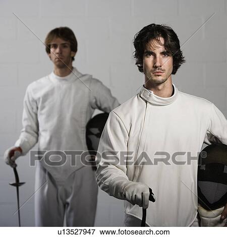 Stock Photo - Portrait of two fencers. Fotosearch