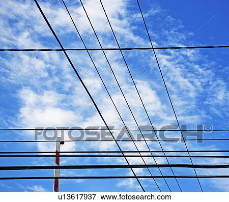 Stock Photo - Power lines in sky. Fotosearch