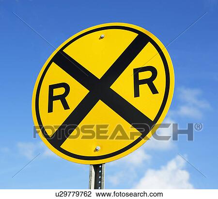 railroad crossing sign View Large Photo Image Stock Image - railroad crossing sign. Fotosearch