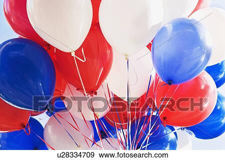 Stock Photo - red, white and blue balloons. Fotosearch