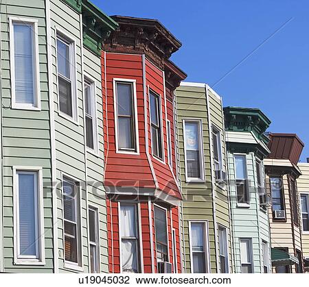 Stock Image - Row houses, Brooklyn, New York, United States. Fotosearch