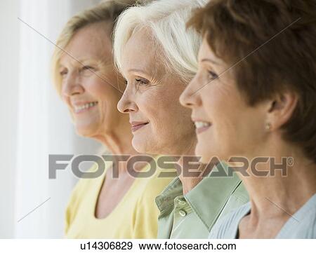 Senior women in a row View Large Photo Image Stock Photo - Senior women in a row. Fotosearch