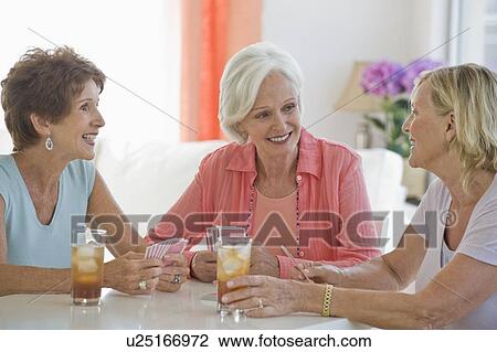 Senior women socializing View Large Photo Image Stock Image - Senior women socializing. Fotosearch