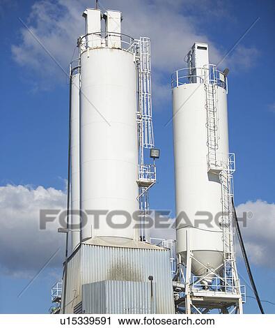 Stock Image - Silos at concrete plant. Fotosearch
