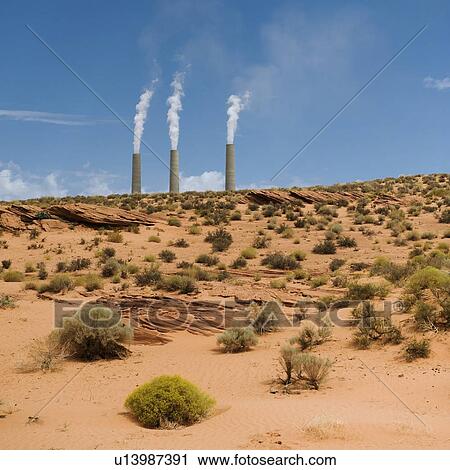 Smokestacks of power plant on Navajo reservation in Arizona View Large Photo Image Stock Image - Smokestacks of power plant on Navajo reservation in Arizona. Fotosearch