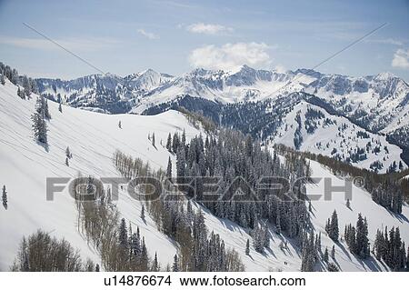 Picture - Snow covered mountains, Wasatch Mountains, Utah, United States. Fotosearch