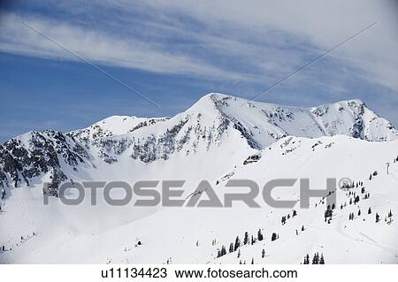 Stock Image - Snow covered mountains, Wasatch Mountains, Utah, United States. Fotosearch