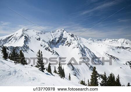 Stock Photo - Snow covered mountains, Wasatch Mountains, Utah, United States. Fotosearch