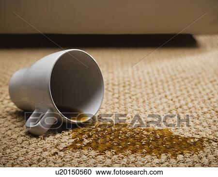 Stock Image - Spilled cup of coffee on floor. Fotosearch