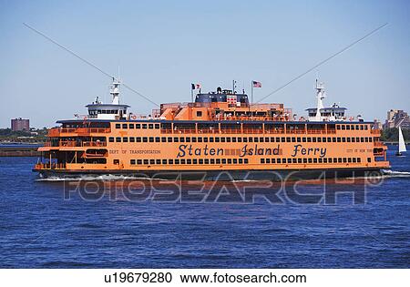 Stock Image - Staten Island Ferry on water, New York, United States. Fotosearch