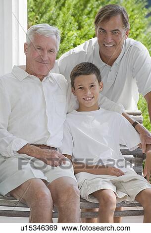 Three generations of men posing on porch View Large Photo Image Stock Photo - Three generations of men posing on porch. Fotosearch