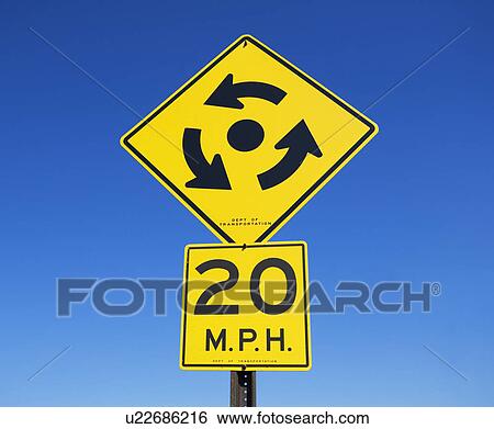 Traffic sign for roundabout View Large Photo Image Stock Photograph - Traffic sign for roundabout. Fotosearch
