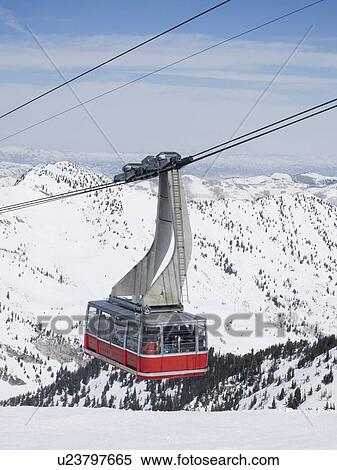 Stock Photography - Tram on mountain, Snowbird Ski Resort, Wasatch Mountains, Utah, United States. Fotosearch