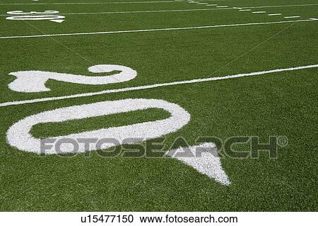 Stock Image - Twenty yard line on football field. Fotosearch