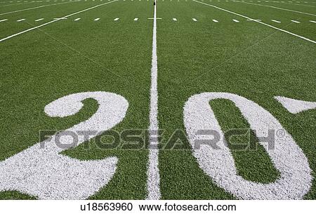 Stock Image - Twenty yard line on football field. Fotosearch