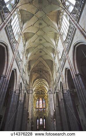 Stock Photo - Vaulted gothic ceiling of Saint Vitus Cathedral in Prague. Fotosearch