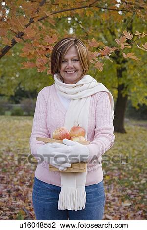 Woman holding basket of apples View Large Photo Image Stock Image - Woman holding basket of apples. Fotosearch
