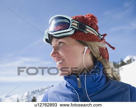 Woman wearing ski gear View Large Photo Image Stock Image - Woman wearing ski gear. Fotosearch