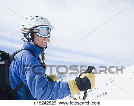 Woman wearing ski gear View Large Photo Image Stock Photo - Woman wearing ski gear. Fotosearch