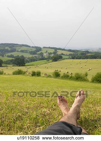 Stock Photo - Bare feet in field. Fotosearch