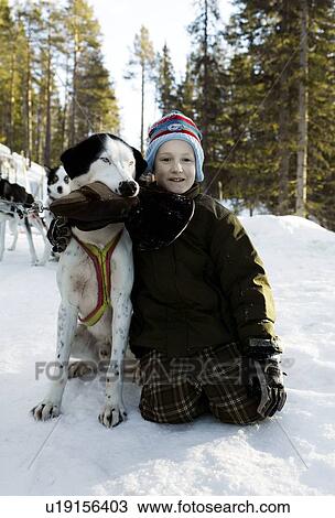 Stock Image - Boy with Dog. Fotosearch