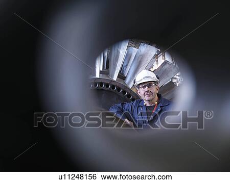 Engineer With Turbine View Large Photo Image Stock Photograph - Engineer With Turbine. Fotosearch
