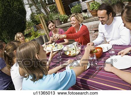 Stock Image - Family at a picnic. Fotosearch