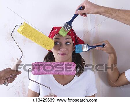 Stock Photo - Girl painting.. Fotosearch
