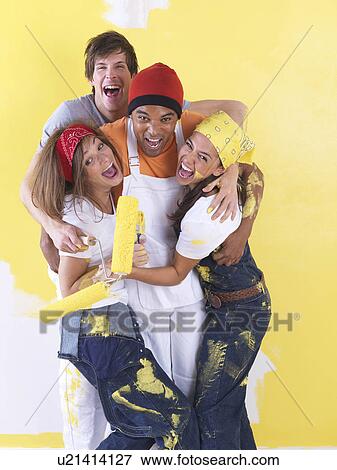 Group messing around with paint. View Large Photo Image Stock Photo - Group messing around with paint.. Fotosearch