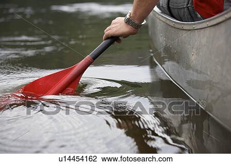 Stock Image - Kayak paddle stroke in water.. Fotosearch