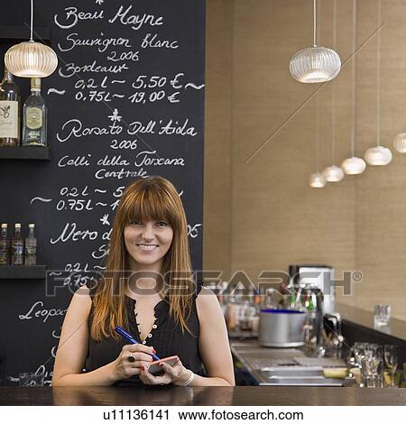 Waitress ready to take order View Large Photo Image Stock Image - Waitress ready to take order. Fotosearch