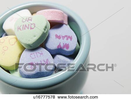 Stock Photo - Bowl of Heart Shaped Candies. Fotosearch