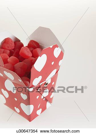 Picture - Box of Heart Shaped Candies. Fotosearch