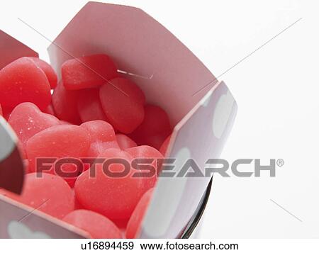Stock Photo - Box of Heart Shaped Candies. Fotosearch