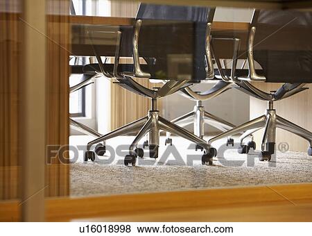 Close-Up of Office Chairs by Conference Table View Large Photo Image Stock Photo - Close-Up of Office Chairs by Conference Table. Fotosearch