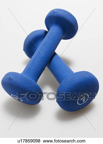 Set of Blue Dumbbells View Large Photo Image Stock Photo - Set of Blue Dumbbells. Fotosearch