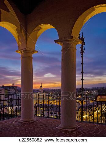 Balcony with view of Santa Barbara at sunset View Large Photo Image Stock Image - Balcony with view of Santa Barbara at sunset. Fotosearch