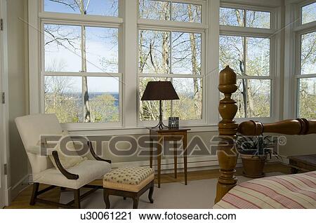 Bedroom with several windows and armchair View Large Photo Image Stock Image - Bedroom with several windows and armchair. Fotosearch