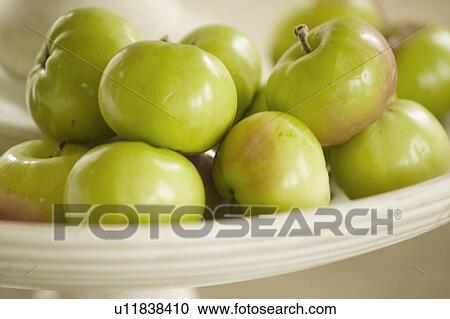 Stock Image - Bowl of green apples. Fotosearch