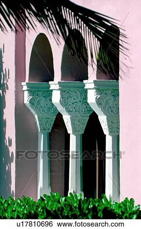 Stock Photograph - Close-up of a hotel breezeway. Fotosearch