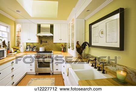 Contemporary kitchen with skylight View Large Photo Image Stock Image - Contemporary kitchen with skylight. Fotosearch