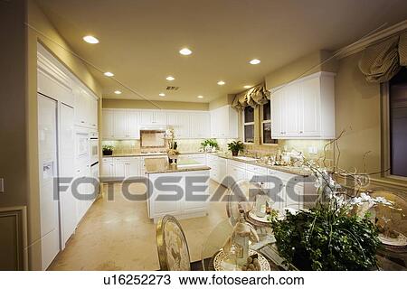 Stock Image - Contemporary light colored kitchen. Fotosearch