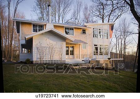 Contemporary multiple story shingle style home View Large Photo Image Stock Image - Contemporary multiple story shingle style home. Fotosearch